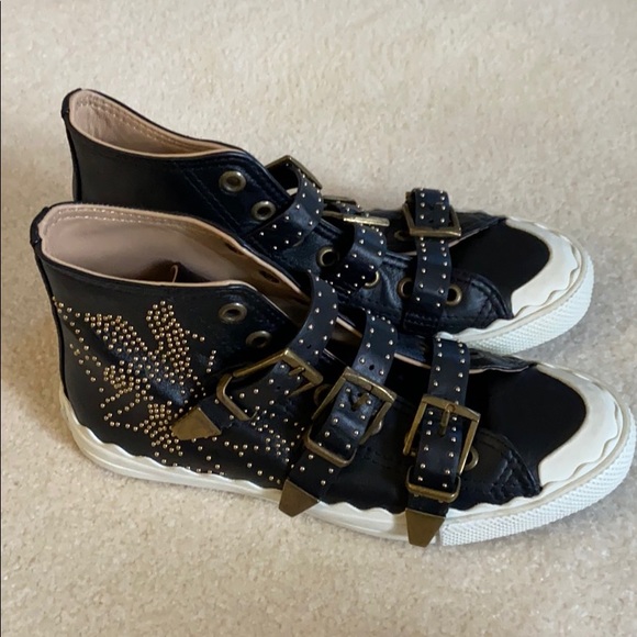 Chloe Kyle studded high top leather sneaker - Picture 4 of 15